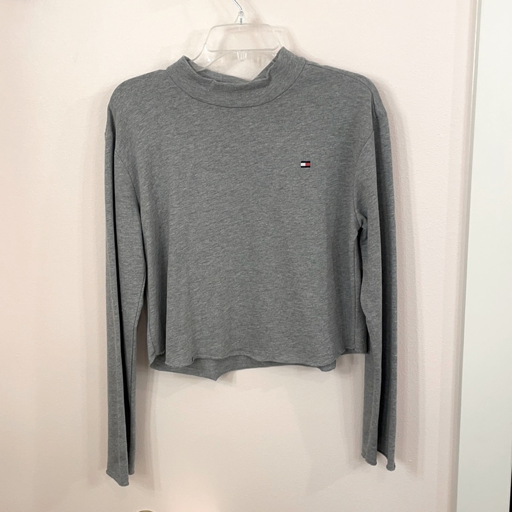 gray cropped long sleeve top!